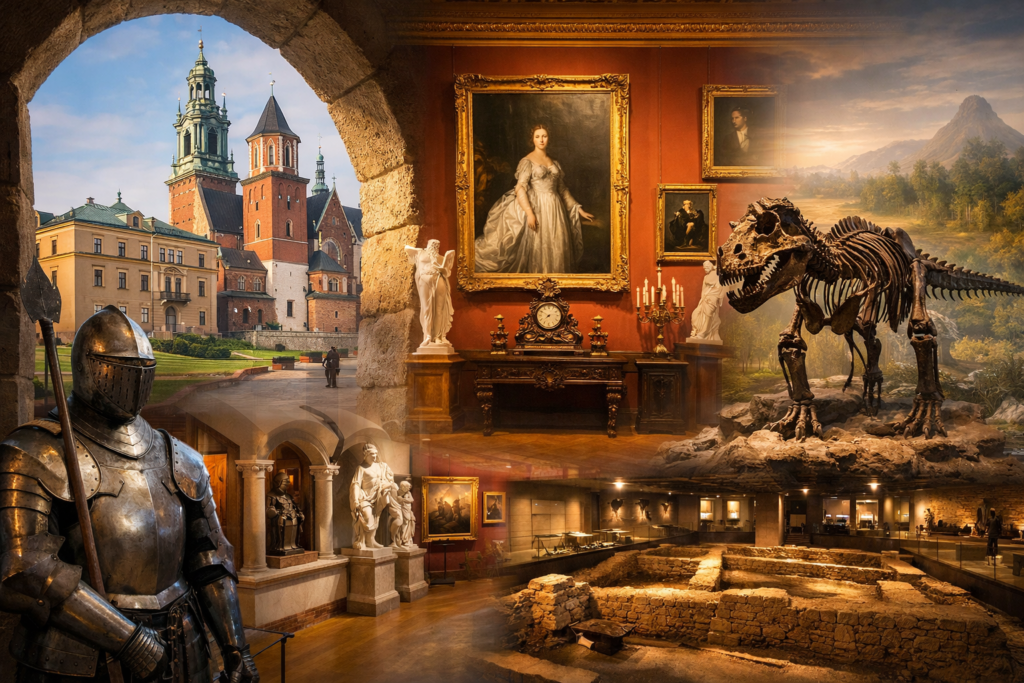 Wnętrze krakowskiego muzeum z ekspozycją historyczną